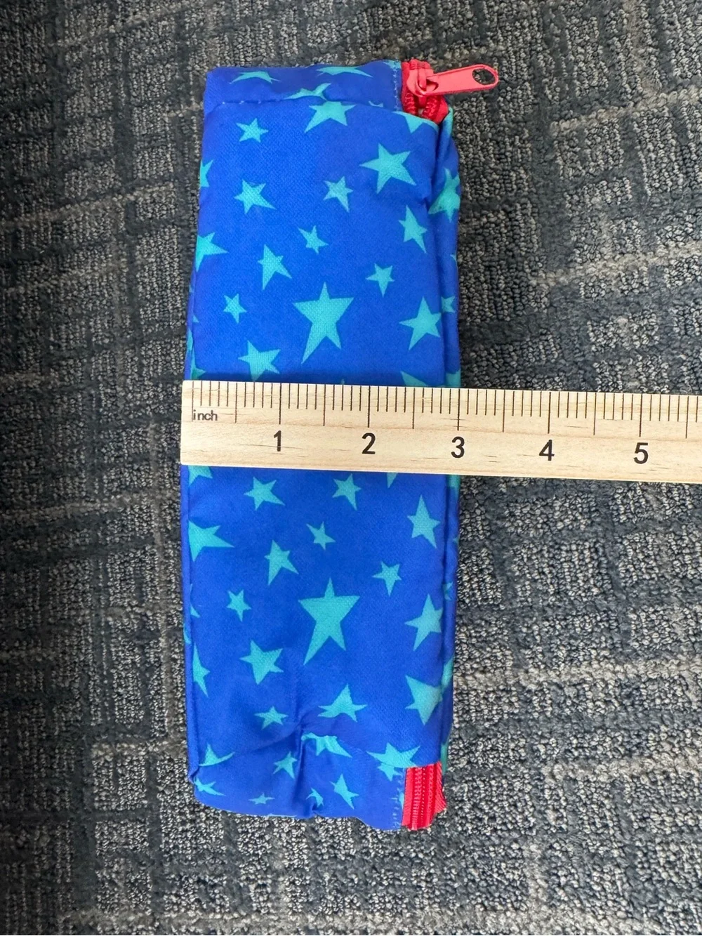 Kids Insulated Lunch Tote Blue Aqua Star Print Red Zip School Snack Bag O/S